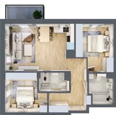 3 pokoje, mieszkanie 64,22 m², piętro 1, oferta nr B/77, Impuls Marywilska, Warszawa, Białołęka, Żerań, ul. Marywilska 73