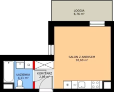 1 pokój, mieszkanie 25,53 m², piętro 10, oferta nr F/178, Kusocińskiego budynek B, Gdańsk, Piecki-Migowo, Morena, ul. Kusocińskiego