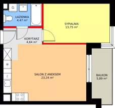 2 pokoje, mieszkanie 45,96 m², piętro 1, oferta nr F/92, Kusocińskiego budynek B, Gdańsk, Piecki-Migowo, Morena, ul. Kusocińskiego