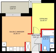 2 pokoje, mieszkanie 34,37 m², piętro 9, oferta nr F/170, Kusocińskiego budynek B, Gdańsk, Piecki-Migowo, Morena, ul. Kusocińskiego
