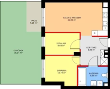 3 pokoje, mieszkanie 57,74 m², parter, oferta nr D/2, Kusocińskiego budynek B, Gdańsk, Piecki-Migowo, Morena, ul. Kusocińskiego