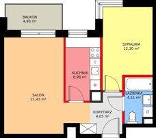 2 pokoje, mieszkanie 48,75 m², piętro 5, oferta nr F/135, Kusocińskiego budynek B, Gdańsk, Piecki-Migowo, Morena, ul. Kusocińskiego