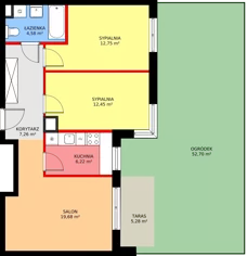 3 pokoje, mieszkanie 62,76 m², parter, oferta nr F/89, Kusocińskiego budynek B, Gdańsk, Piecki-Migowo, Morena, ul. Kusocińskiego