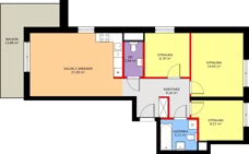 4 pokoje, mieszkanie 76,88 m², piętro 1, oferta nr D/4, Kusocińskiego budynek B, Gdańsk, Piecki-Migowo, Morena, ul. Kusocińskiego