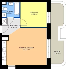 2 pokoje, mieszkanie 47,80 m², piętro 3, oferta nr 24A/13, Osiedle Omulewska, Warszawa, Praga Północ, Grochów, ul. Omulewska 24