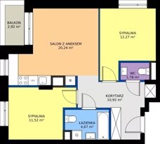 3 pokoje, mieszkanie 61,40 m², piętro 7, oferta nr 24A/73, Osiedle Omulewska, Warszawa, Praga Północ, Grochów, ul. Omulewska 24