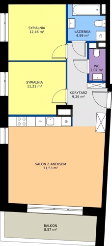 3 pokoje, mieszkanie 71,52 m², piętro 2, oferta nr 24D/221, Osiedle Omulewska, Warszawa, Praga Północ, Grochów, ul. Omulewska 24