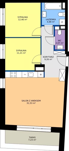 3 pokoje, mieszkanie 71,52 m², piętro 1, oferta nr 24D/216, Osiedle Omulewska, Warszawa, Praga Północ, Grochów, ul. Omulewska 24