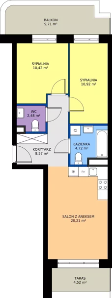 3 pokoje, mieszkanie 57,32 m², piętro 1, oferta nr 24D/213, Osiedle Omulewska, Warszawa, Praga Północ, Grochów, ul. Omulewska 24