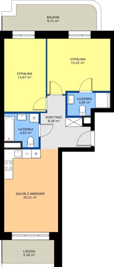 3 pokoje, mieszkanie 65,46 m², piętro 2, oferta nr 24D/197, Osiedle Omulewska, Warszawa, Praga Północ, Grochów, ul. Omulewska 24