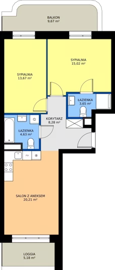 3 pokoje, mieszkanie 65,46 m², piętro 3, oferta nr 24D/202, Osiedle Omulewska, Warszawa, Praga Północ, Grochów, ul. Omulewska 24