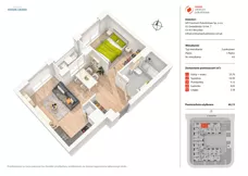 2 pokoje, mieszkanie 44,15 m², piętro 1, oferta nr A5, Nowe Centrum Południowe IV, Wrocław, Powstańców Śląskich (Południe), ul. Gwiaździsta 18/22