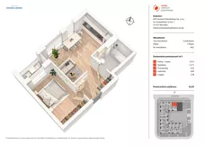 2 pokoje, mieszkanie 42,02 m², piętro 7, oferta nr A62, Nowe Centrum Południowe IV, Wrocław, Powstańców Śląskich (Południe), ul. Gwiaździsta 18/22