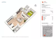2 pokoje, mieszkanie 44,13 m², piętro 1, oferta nr B6, Nowe Centrum Południowe IV, Wrocław, Powstańców Śląskich (Południe), ul. Gwiaździsta 18/22