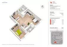 2 pokoje, mieszkanie 46,62 m², piętro 1, oferta nr B7, Nowe Centrum Południowe IV, Wrocław, Powstańców Śląskich (Południe), ul. Gwiaździsta 18/22