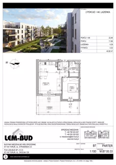 2 pokoje, mieszkanie 42,82 m², parter, oferta nr M.B7.00.33, Osiedle Harmonia, Toruń, Wrzosy, JAR, ul. Strobanda 3-5