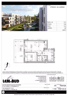 2 pokoje, mieszkanie 46,88 m², parter, oferta nr M.B7.00.34, Osiedle Harmonia, Toruń, Wrzosy, JAR, ul. Strobanda 3-5