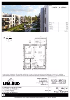 2 pokoje, mieszkanie 40,04 m², piętro 1, oferta nr M.B7.01.41, Osiedle Harmonia, Toruń, Wrzosy, JAR, ul. Strobanda 3-5