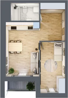 2 pokoje, mieszkanie 42,83 m², piętro 4, oferta nr C3.04.21, Osiedle Panorama Wiślana, Bydgoszcz, Fordon, ul. Fordońska 428