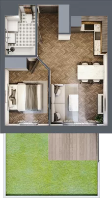 2 pokoje, mieszkanie 35,57 m², parter, oferta nr A3.00.10, Osiedle Aura, Toruń, Jakubskie Przedmieście, ul. Żółkiewskiego 35