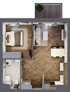 2 pokoje, mieszkanie 44,03 m², piętro 1, oferta nr A3.01.15, Osiedle Aura, Toruń, Jakubskie Przedmieście, ul. Żółkiewskiego 35