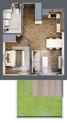 2 pokoje, mieszkanie 35,66 m², parter, oferta nr A3.00.11, Osiedle Aura, Toruń, Jakubskie Przedmieście, ul. Żółkiewskiego 35