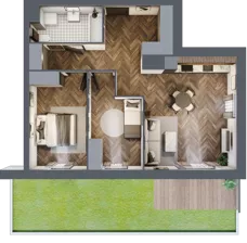 3 pokoje, mieszkanie 64,65 m², parter, oferta nr A3.00.01, Osiedle Aura, Toruń, Jakubskie Przedmieście, ul. Żółkiewskiego 35
