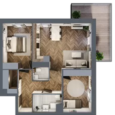 3 pokoje, mieszkanie 68,88 m², piętro 1, oferta nr A3.01.19, Osiedle Aura, Toruń, Jakubskie Przedmieście, ul. Żółkiewskiego 35