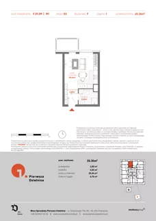 1 pokój, mieszkanie 29,38 m², piętro 1, oferta nr F.01.09, Pierwsza Dzielnica, Katowice, Bogucice, ul. Henryka Góreckiego 13