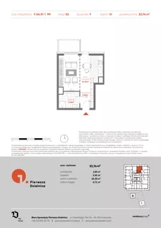 1 pokój, mieszkanie 33,74 m², piętro 4, oferta nr F.04.01, Pierwsza Dzielnica, Katowice, Bogucice, ul. Henryka Góreckiego 13