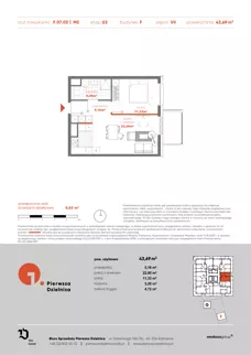 2 pokoje, mieszkanie 43,69 m², piętro 7, oferta nr F.07.03, Pierwsza Dzielnica, Katowice, Bogucice, ul. Henryka Góreckiego 13