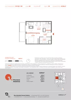 2 pokoje, mieszkanie 43,96 m², piętro 7, oferta nr F.07.06, Pierwsza Dzielnica, Katowice, Bogucice, ul. Henryka Góreckiego 13