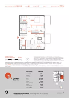 3 pokoje, mieszkanie 69,25 m², piętro 1, oferta nr F.01.03, Pierwsza Dzielnica, Katowice, Bogucice, ul. Henryka Góreckiego 13