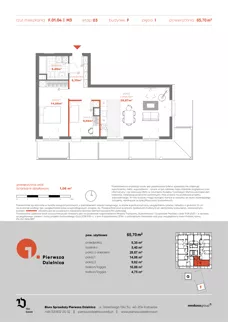 3 pokoje, mieszkanie 65,70 m², piętro 1, oferta nr F.01.04, Pierwsza Dzielnica, Katowice, Bogucice, ul. Henryka Góreckiego 13