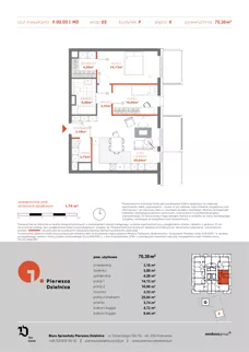 3 pokoje, mieszkanie 70,38 m², piętro 2, oferta nr F.02.03, Pierwsza Dzielnica, Katowice, Bogucice, ul. Henryka Góreckiego 13