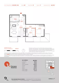 3 pokoje, mieszkanie 64,71 m², piętro 2, oferta nr G.02.05, Pierwsza Dzielnica, Katowice, Bogucice, ul. Henryka Góreckiego 13