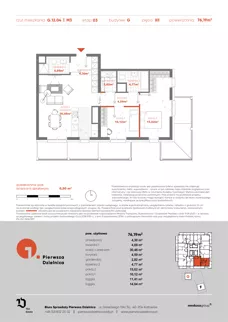 3 pokoje, mieszkanie 76,19 m², piętro 12, oferta nr G.12.04, Pierwsza Dzielnica, Katowice, Bogucice, ul. Henryka Góreckiego 13