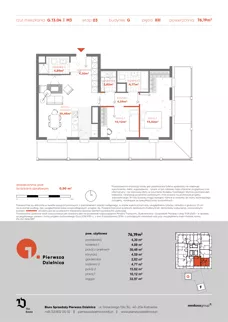 3 pokoje, mieszkanie 76,19 m², piętro 13, oferta nr G.13.04, Pierwsza Dzielnica, Katowice, Bogucice, ul. Henryka Góreckiego 13