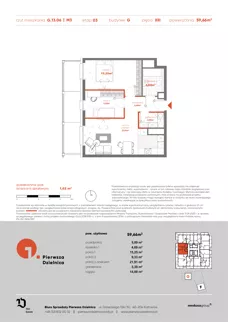 3 pokoje, mieszkanie 59,66 m², piętro 13, oferta nr G.13.06, Pierwsza Dzielnica, Katowice, Bogucice, ul. Henryka Góreckiego 13