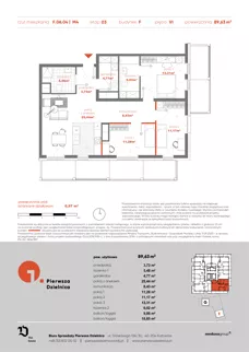 4 pokoje, mieszkanie 89,63 m², piętro 6, oferta nr F.06.04, Pierwsza Dzielnica, Katowice, Bogucice, ul. Henryka Góreckiego 13