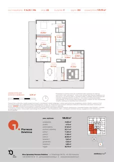 4 pokoje, mieszkanie 128,54 m², piętro 14, oferta nr F.14.05, Pierwsza Dzielnica, Katowice, Bogucice, ul. Henryka Góreckiego 13
