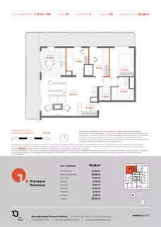 4 pokoje, mieszkanie 90,58 m², piętro 15, oferta nr F.15.04, Pierwsza Dzielnica, Katowice, Bogucice, ul. Henryka Góreckiego 13