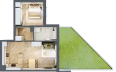 2 pokoje, mieszkanie 44,60 m², parter, oferta nr B_3_06, Bukovo Park, Szczecin, Północ, Bukowo, ul. Strzelców Karpackich