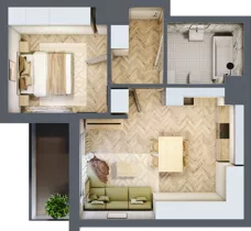 2 pokoje, mieszkanie 44,77 m², piętro 1, oferta nr B_3_11, Bukovo Park, Szczecin, Północ, Bukowo, ul. Strzelców Karpackich