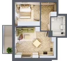 2 pokoje, mieszkanie 42,18 m², piętro 1, oferta nr B_3_12, Bukovo Park, Szczecin, Północ, Bukowo, ul. Strzelców Karpackich