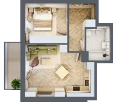 2 pokoje, mieszkanie 42,18 m², piętro 2, oferta nr B_3_19, Bukovo Park, Szczecin, Północ, Bukowo, ul. Strzelców Karpackich