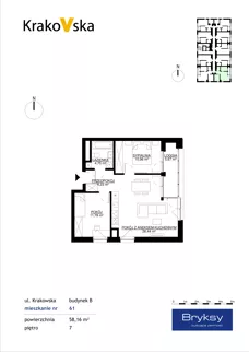 3 pokoje, mieszkanie 58,16 m², piętro 7, oferta nr M61, KrakoVska - Etap II, Rzeszów, Krakowska-Południe, ul. Krakowska 31