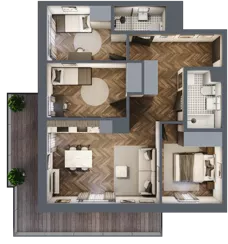 4 pokoje, mieszkanie 67,85 m², piętro 5, oferta nr M24, Kwadrat - Etap II, Rzeszów, Drabinianka, ul. Miła 29F