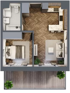 2 pokoje, mieszkanie 36,81 m², piętro 1, oferta nr M58, Kwadrat - Etap II, Rzeszów, Drabinianka, ul. Miła 29F