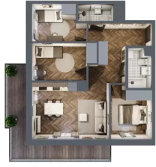 4 pokoje, mieszkanie 67,85 m², piętro 3, oferta nr M14, Kwadrat - Etap II, Rzeszów, Drabinianka, ul. Miła 29F